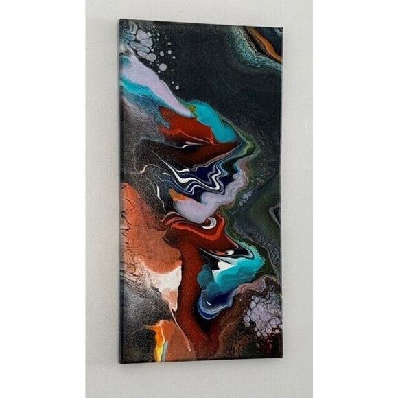 Titled Watchful Woodpecker Original Abstract Acrylic Painting 10X20 on Canvas - Picture 2 of 5
